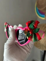 💖 Christmas Heart Sunglasses Hot Pink Holiday Glasses 🎄