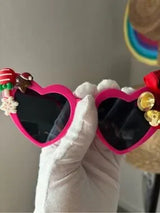 💖 Christmas Heart Sunglasses Hot Pink Holiday Glasses 🎄