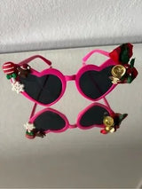 💖 Christmas Heart Sunglasses Hot Pink Holiday Glasses 🎄