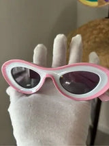 🎀 Pink White Oval Sunglasses Retro Fashion Glasses 🕶️