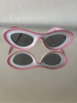 🎀 Pink White Oval Sunglasses Retro Fashion Glasses 🕶️
