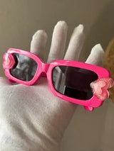 💖 Hot Pink Glitter Heart Sunglasses Rectangle Shades 🕶️