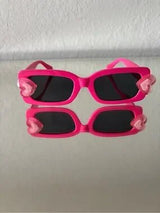💖 Hot Pink Glitter Heart Sunglasses Rectangle Shades 🕶️