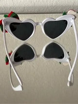 🤍 Christmas Heart Sunglasses White Holiday Party Glasses 🎄