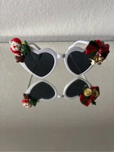 🤍 Christmas Heart Sunglasses White Holiday Party Glasses 🎄