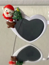 🤍 Christmas Heart Sunglasses White Holiday Party Glasses 🎄
