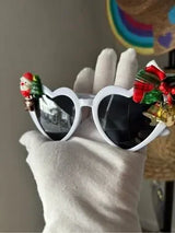 🤍 Christmas Heart Sunglasses White Holiday Party Glasses 🎄