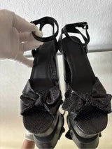🖤 New Black Snake Print Bow Platform Heels US 8.5/9 EU 39