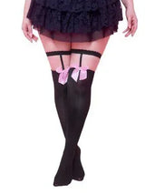 🎀 Black Pink Bow Over-The-Knee Stockings One Size