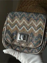 Sparkly Chevron Mini Crossbody Bag Chain Strap