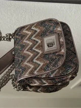 Sparkly Chevron Mini Crossbody Bag Chain Strap