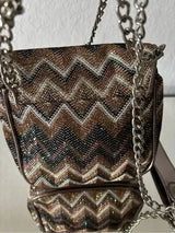 Sparkly Chevron Mini Crossbody Bag Chain Strap