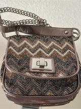 Sparkly Chevron Mini Crossbody Bag Chain Strap