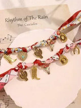 2pc Western Bandana Scarf Charm Necklace Cowgirl Boot Cactus