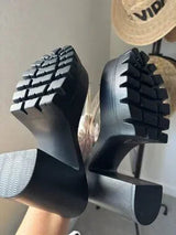 🖤 Black Clear PVC Chunky Platform Mule Heels US 8–8.5