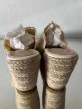 🤍 Cream Crochet Espadrille Wedge Mule Sandals US 8–8.5