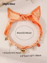 🧡 Peach Orange Scarf Necklace with Heart Starfish Pearl & Coral Charms