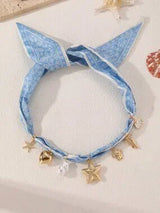 Baby Blue Ocean Charm Scarf Necklace Starfish Shell Heart Pearl 🐚