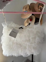 NWT Forever 21 Vanilla Tulle Ruffle Tube Top Size M