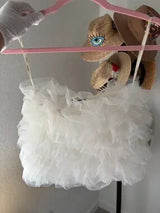 NWT Forever 21 Vanilla Tulle Ruffle Tube Top Size M