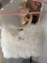 NWT Forever 21 Vanilla Tulle Ruffle Tube Top Size M