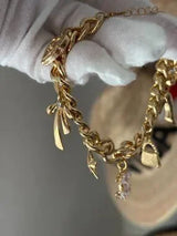 ✨ Glam Gold-Tone Charm Bracelet with Crystal Accents ✨