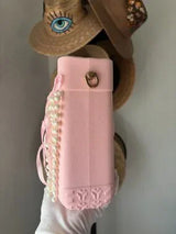 NWT Pastel Pink Pearl & Ribbon Embellished Bucket Bag 🎀💖