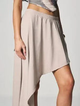 ✨ Khaki Asymmetrical High Low Maxi Skirt Size S Elastic Waist