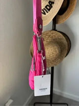 NWT Fuchsia Quilted Mini Crossbody Bag Chain Strap Multi Pocket Pink