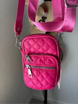 NWT Fuchsia Quilted Mini Crossbody Bag Chain Strap Multi Pocket Pink