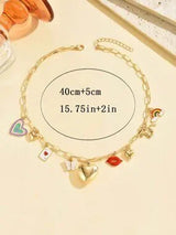Gold Charm Necklace Heart Locket Rainbow Butterfly Lips Horse Layered Choker