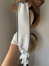 Cute Kawaii Sleepy Face Shoulder Bag White Black Silver Chain Bow Charm NWT