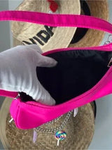 Hot Pink Y2K Shoulder Bag Candy Charm Baguette Purse Barbiecore Kawaii NWT