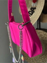 Hot Pink Y2K Shoulder Bag Candy Charm Baguette Purse Barbiecore Kawaii NWT