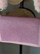 Pink Rhinestone Faux Fur Shoulder Bag Y2K Barbiecore Glam Purse w Charm