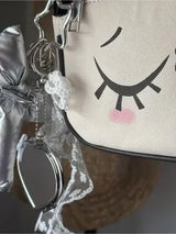 🤍 Kawaii Sleepy Face Shoulder Bag Acrylic Chain Mirror Charm Coquette Y2K Cute