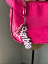 Barbie Pink Patent Shoulder Bag Ruffle Handle Charm Y2K Style NWT