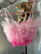 Sugar Thrillz Pink Ruffle Crop Top Set Gloves Scarf NWT Medium
