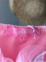 Sugar Thrillz Pink Ruffle Crop Top Set Gloves Scarf NWT Medium