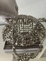 NWT Silver Metallic Beaded Mini Shoulder Bag Y2K Party Evening Purse