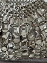 NWT Silver Metallic Beaded Mini Shoulder Bag Y2K Party Evening Purse