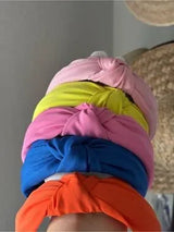 Set of 5 Knotted Headbands Neon Pink Blue Orange Yellow Fashion Hair Bands