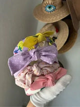 🍓 4-Piece Cute Bow Headband Set | Strawberry & Lavender Knot Headbands | New Bou