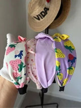 🍓 4-Piece Cute Bow Headband Set | Strawberry & Lavender Knot Headbands | New Bou