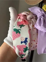 🍓 4-Piece Cute Bow Headband Set | Strawberry & Lavender Knot Headbands | New Bou