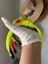 🌈 4-Piece Neon Knotted Headband Set | Hot Pink, Lime, Orange & Neon Yellow | Bou