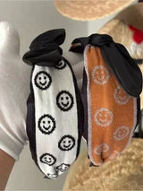 🖤😊 2 Smiley Face Bow Knot Headbands Set Trendy Cute Coquette NWT ✨