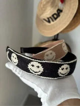 😊✨ 2 Smiley Face Knit Headbands Set Black Pink Cute Y2K Preppy NWT