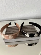 😊✨ 2 Smiley Face Knit Headbands Set Black Pink Cute Y2K Preppy NWT