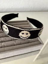 😊✨ 2 Smiley Face Knit Headbands Set Black Pink Cute Y2K Preppy NWT